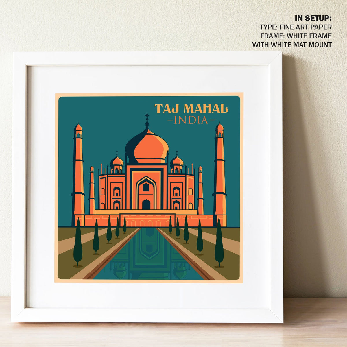 India Taj Mahal in Uttar Pradesh Travel Poster