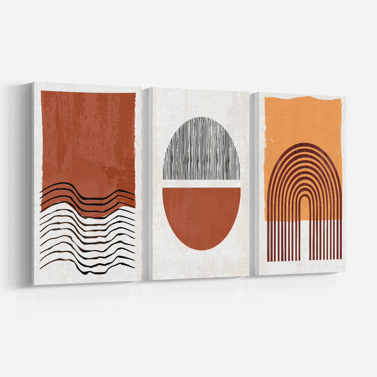 Abstract Geometric Art Set of 3, Modern Wall Art, Mid-Century Art, Boho Art