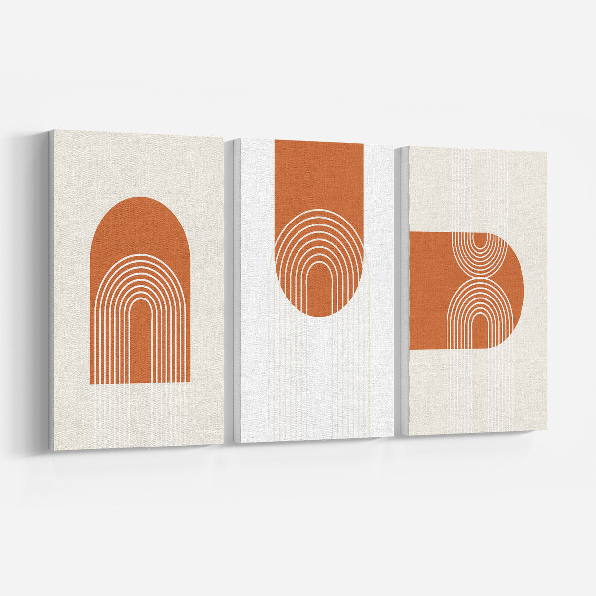 Boho Geometric Shapes Art Set of 3, Mid Century Modern Line Art, Abstract Painting Set