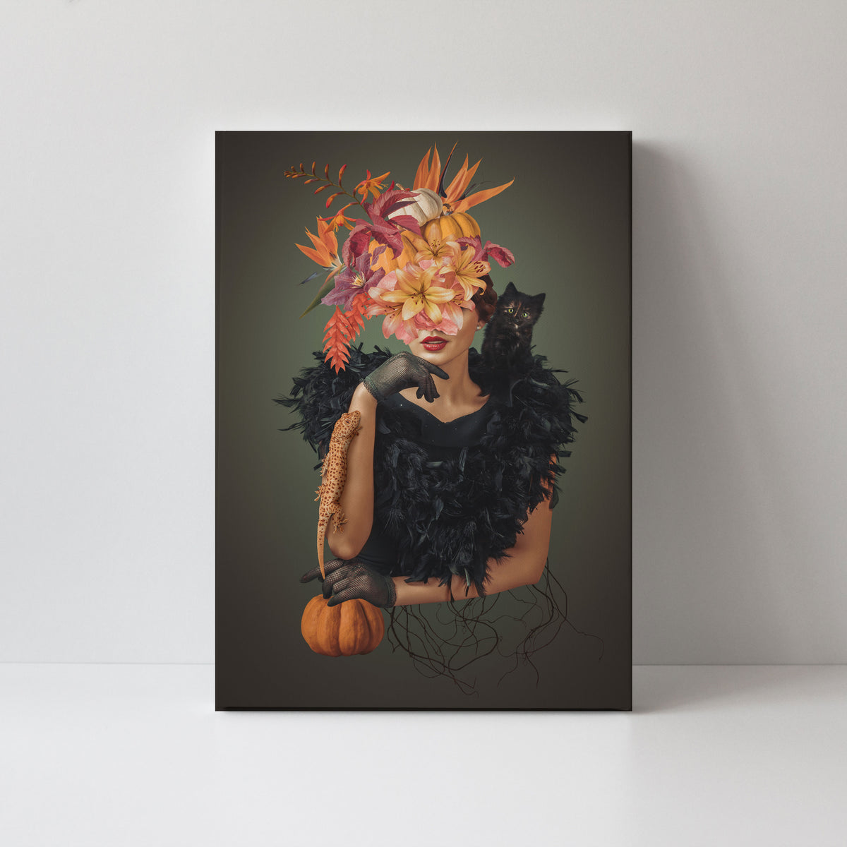 Abstract Flowers Woman, Pop Art Painting