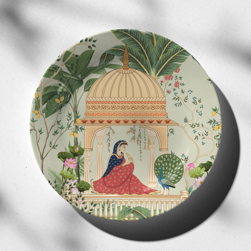 Mughal Queen in the Garden, decorative wall plate