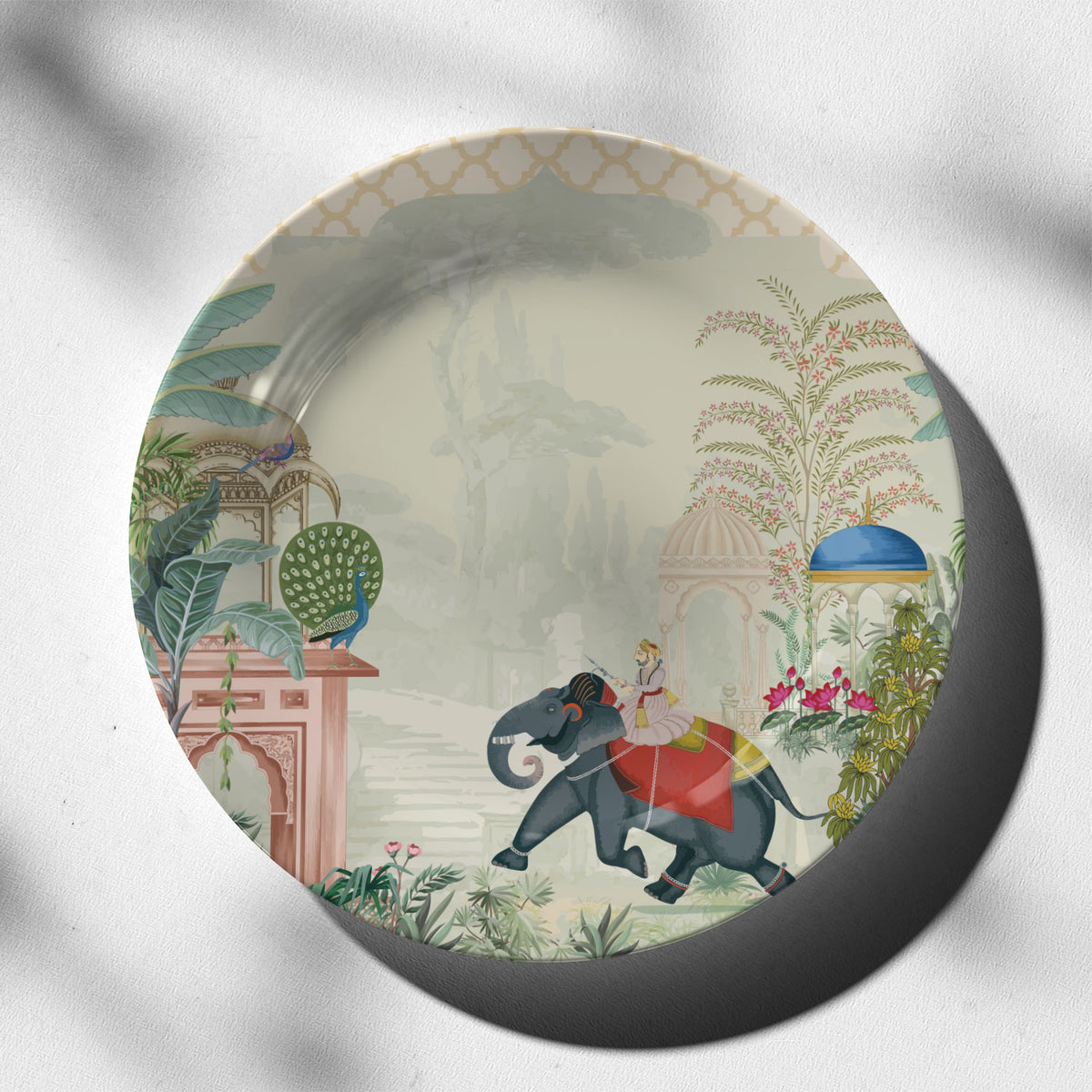 King Riding Elephant, decorative wall plate