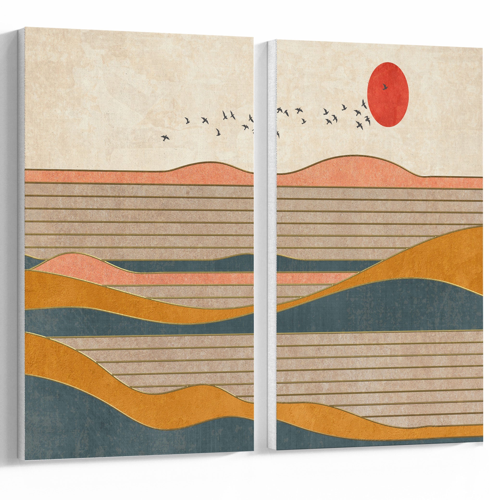Buy Abstract geometric line color block art painting Canvas Painting ...
