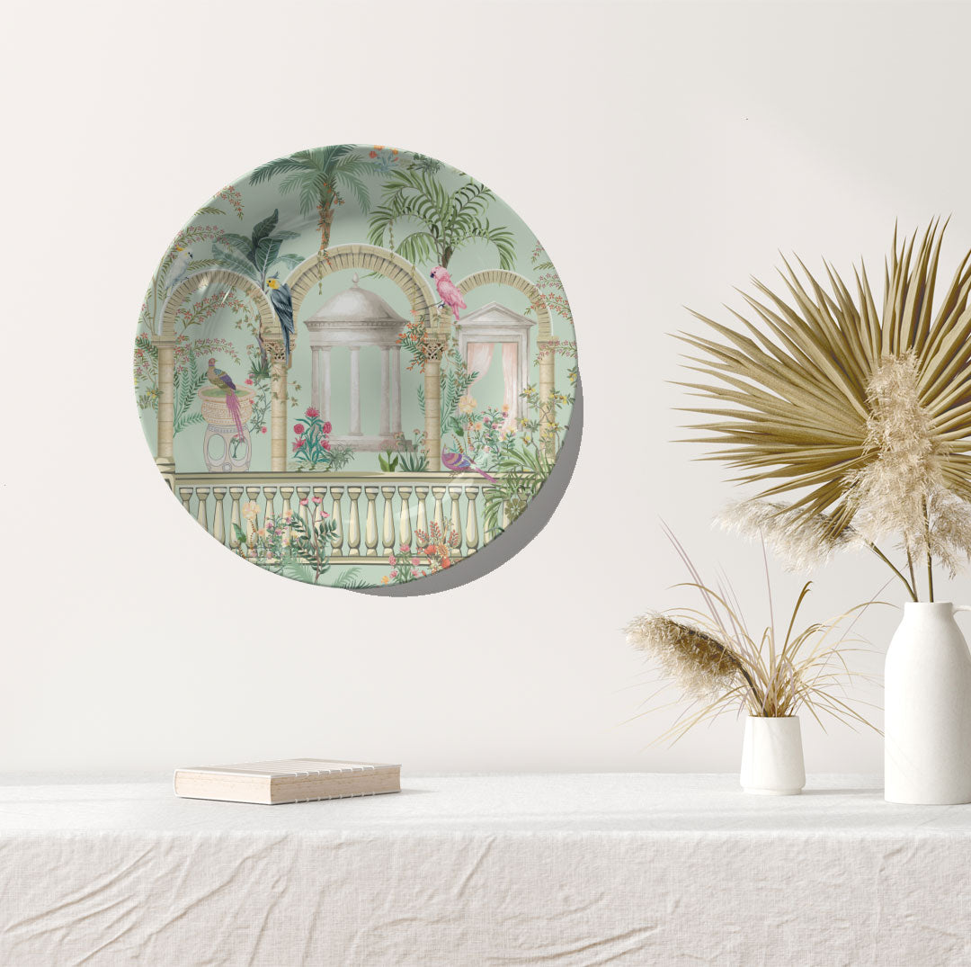 Traditional Greek Mughal Garden Mix, decorative wall plate