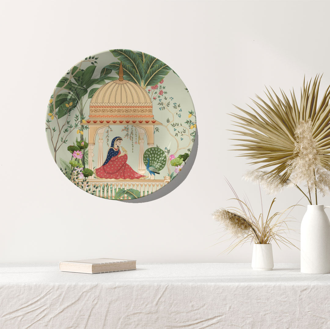 Mughal Queen in the Garden, decorative wall plate