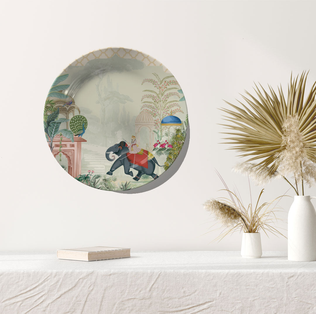 King Riding Elephant, decorative wall plate