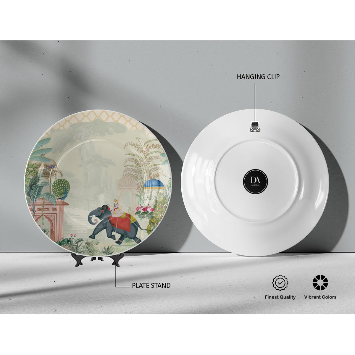 King Riding Elephant, decorative wall plate