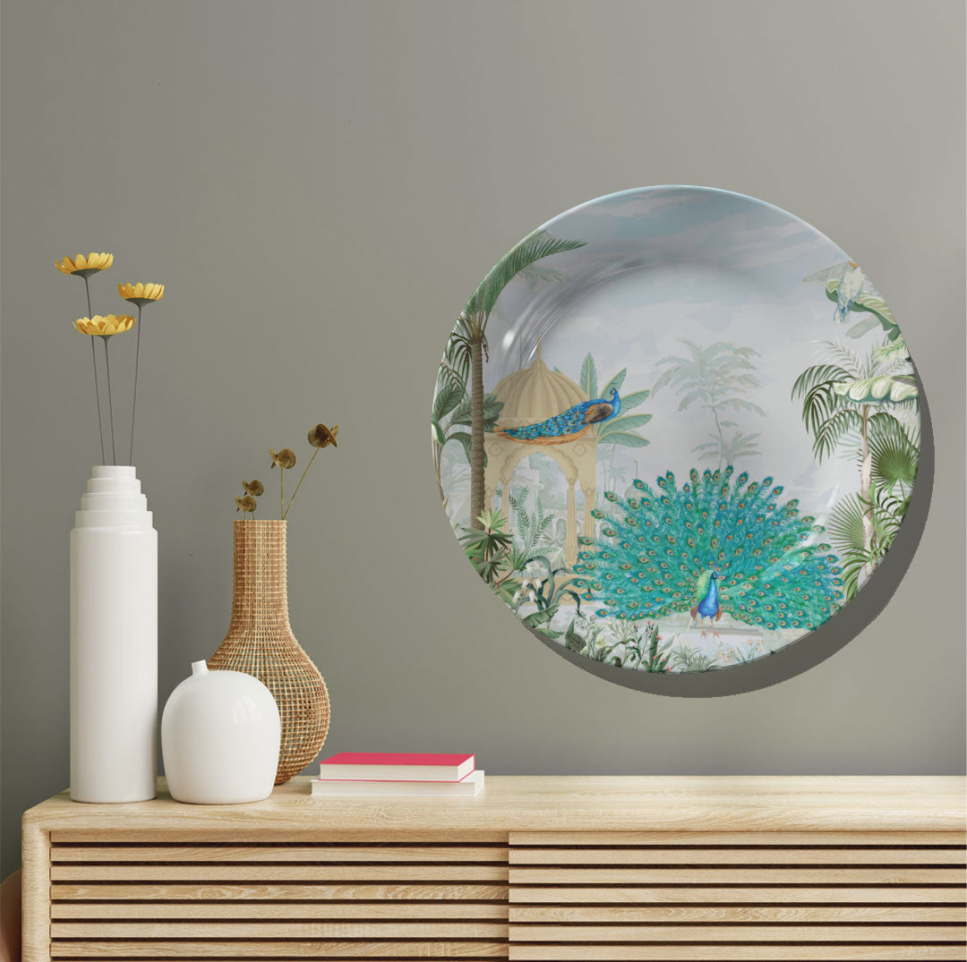 Peacock in the Garden, decorative wall plate