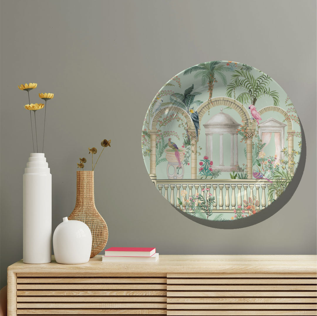 Traditional Greek Mughal Garden Mix, decorative wall plate