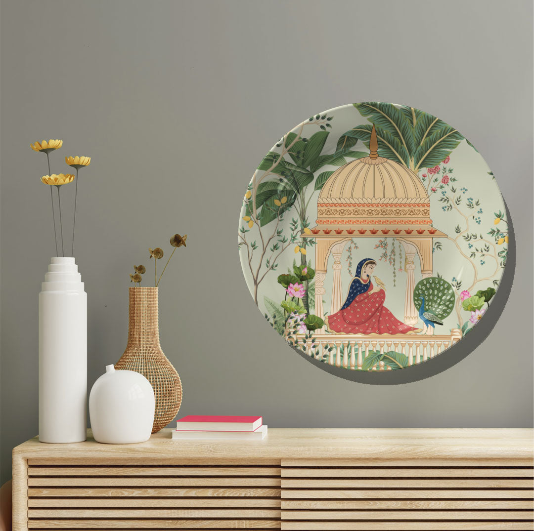 Mughal Queen in the Garden, decorative wall plate