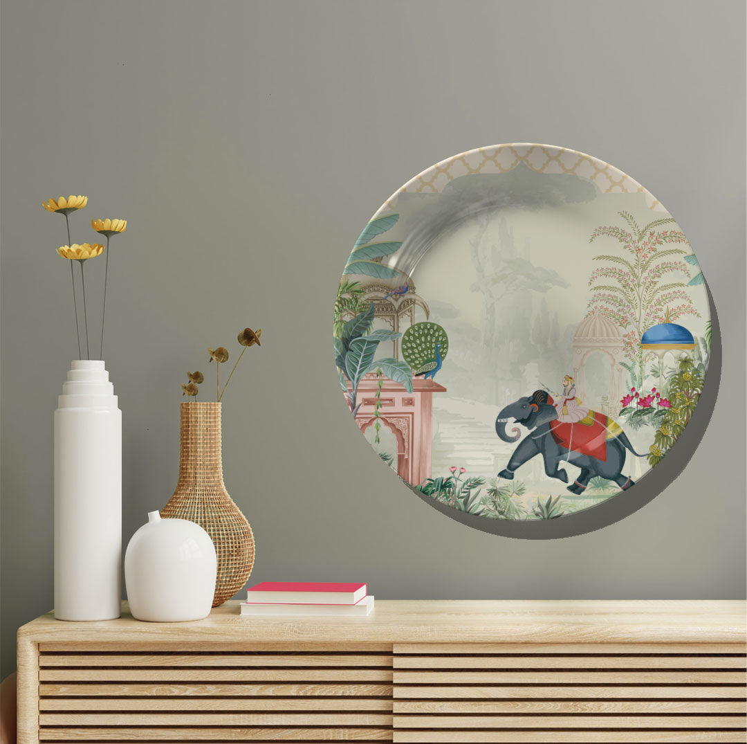 King Riding Elephant, decorative wall plate