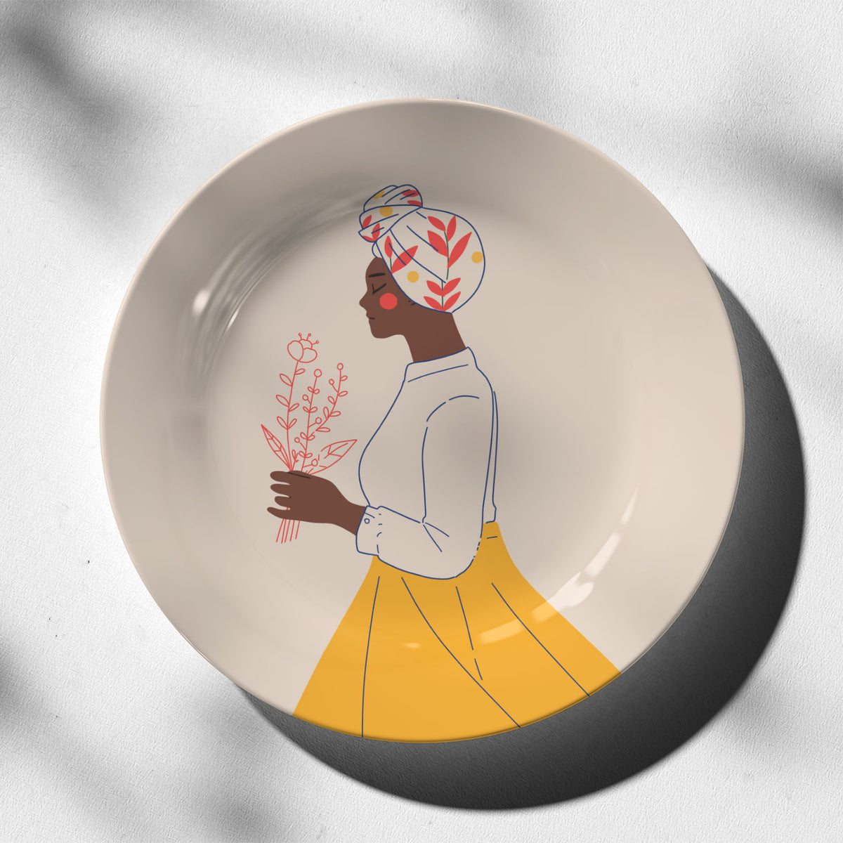Woman carrying flowers, Decor Art Plates