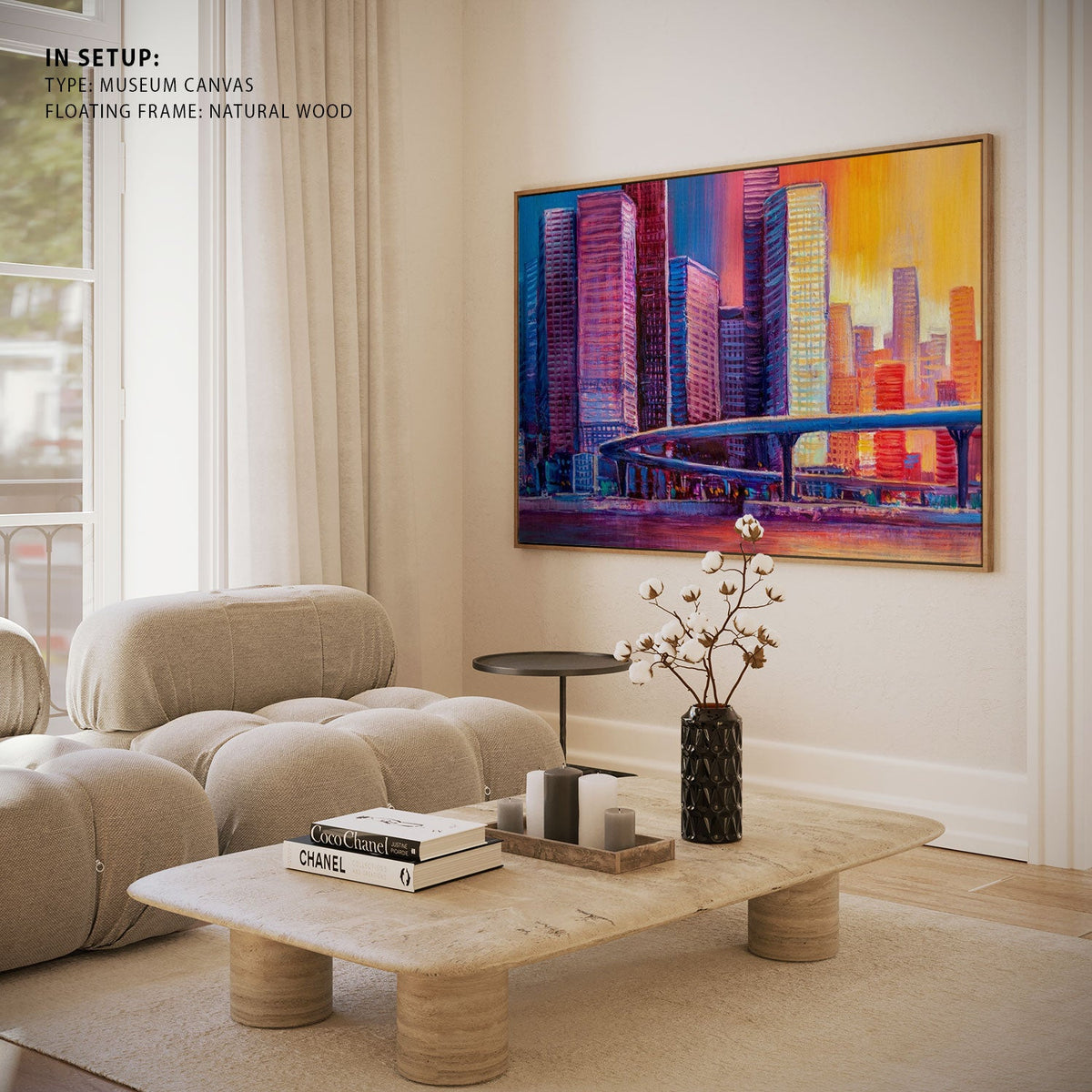 Abstract  panorama of the city with a bridge, Big Canvas Paintings