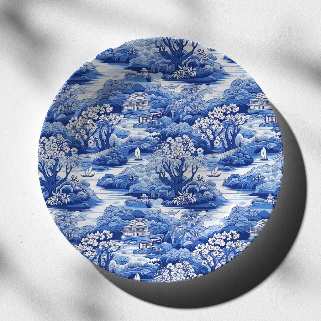 Chinese Blue Willow Motif Decorative Wall Plate