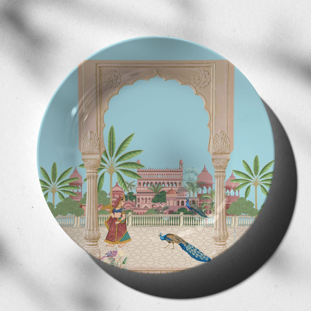 Nayika and the Rajasthani Fort Decorative Wall Plate