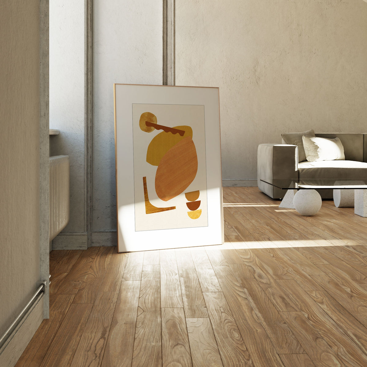Abstract Collage With Warm Shapes, Minimal Art, Minimalist Painting