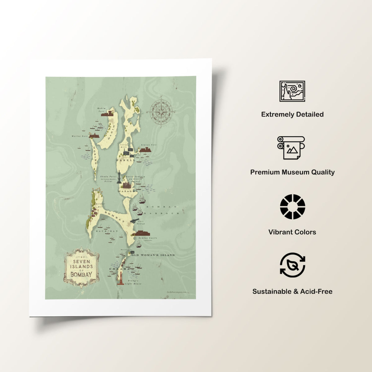 BOMBAY MAP, India Travel Posters