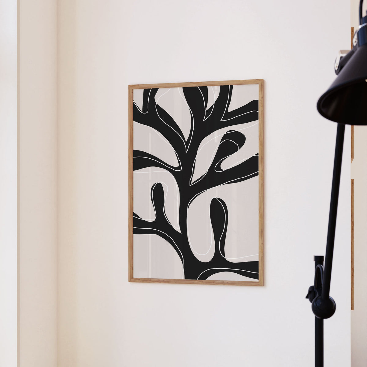 Abstract Twig Black and White, Minimal Art, Minimalist Painting