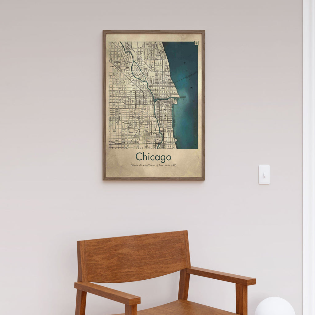 Buy Chicago map Wall Art Online at Best Price – Dessine Art