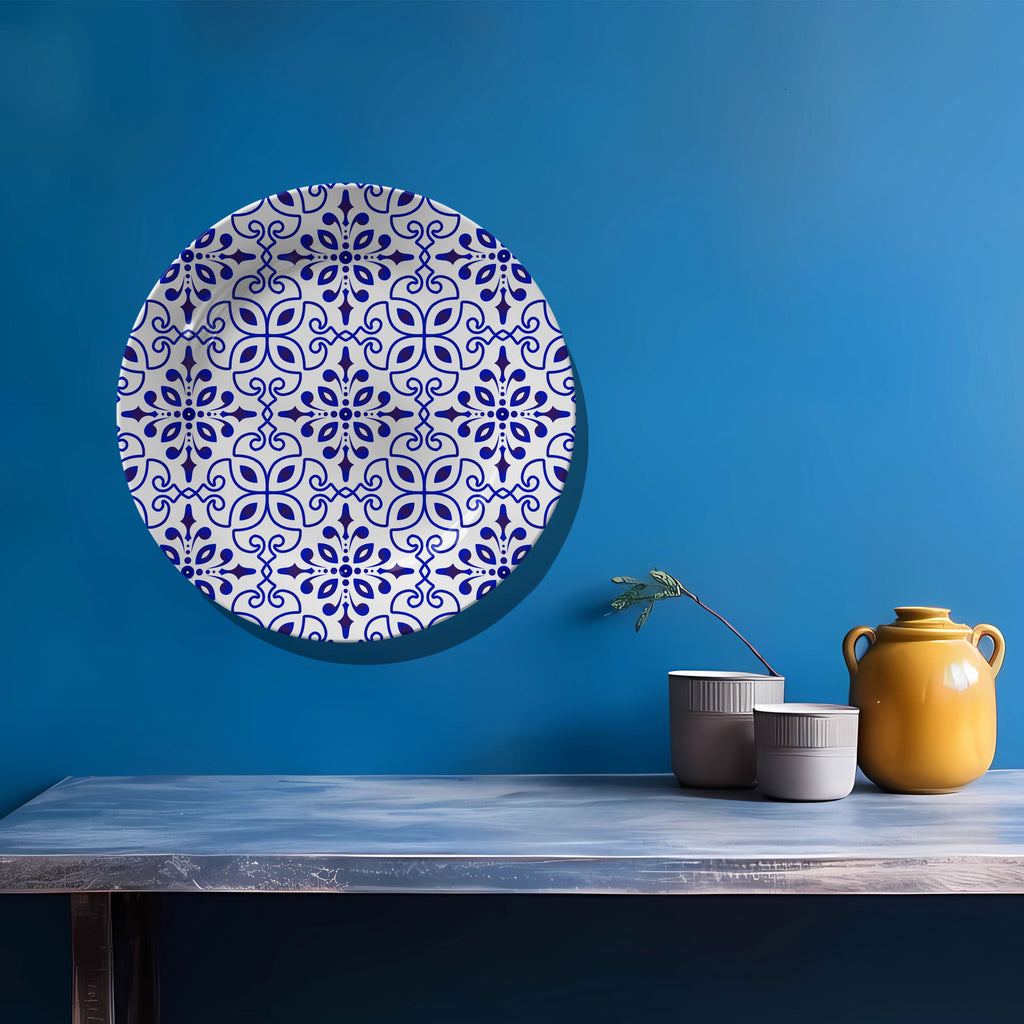 Floral Moroccan and Blue Pottery Decorative Wall Plate