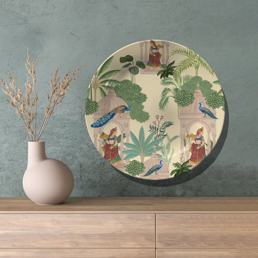 Nayikas in the Garden Decorative Wall Plate