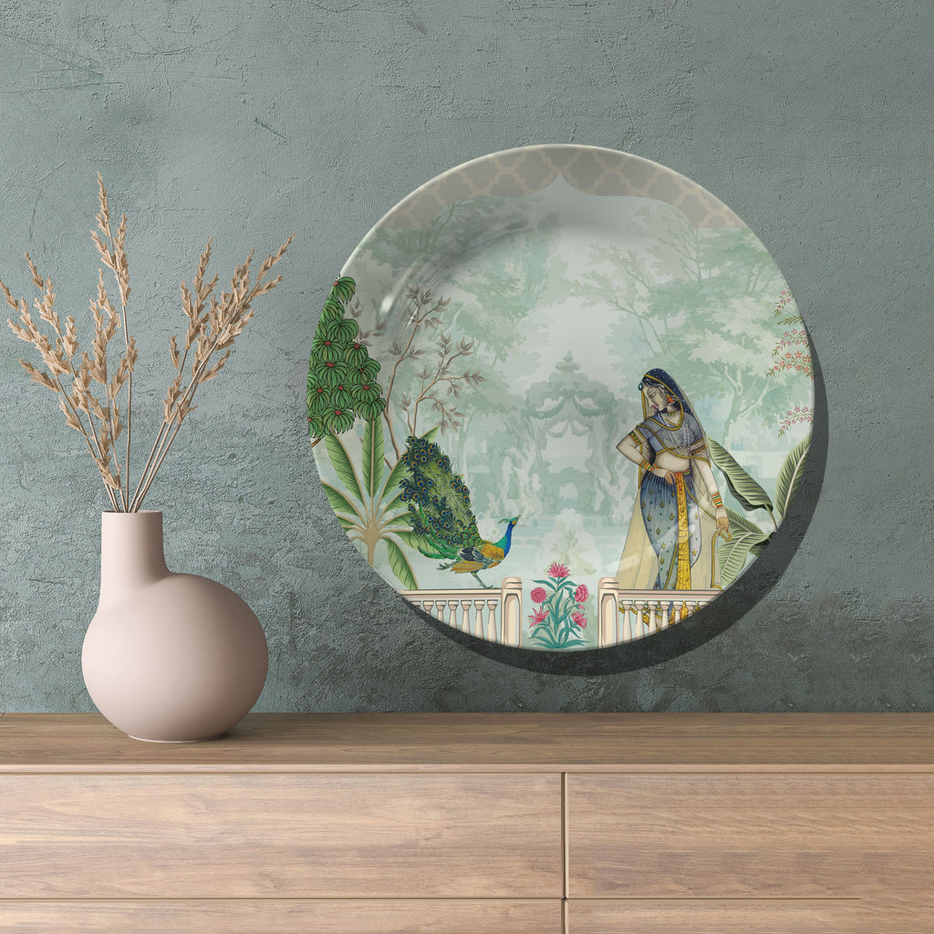 Rajasthani Lady Dancing in the Garden Decorative Wall Plate