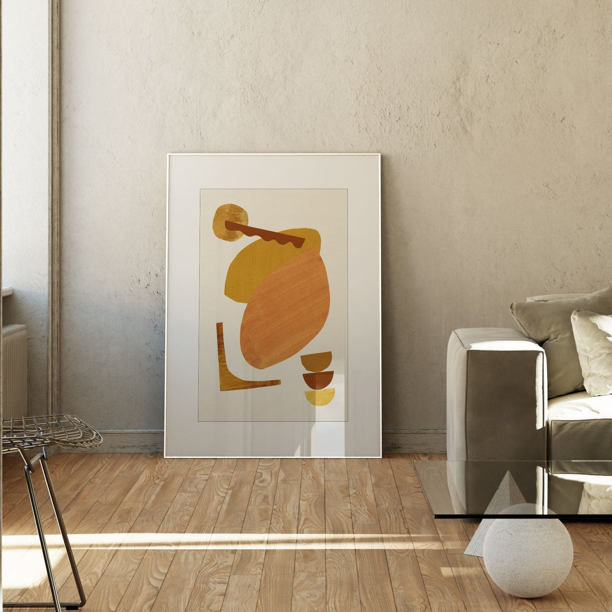 Abstract Collage With Warm Shapes, Minimal Art, Minimalist Painting
