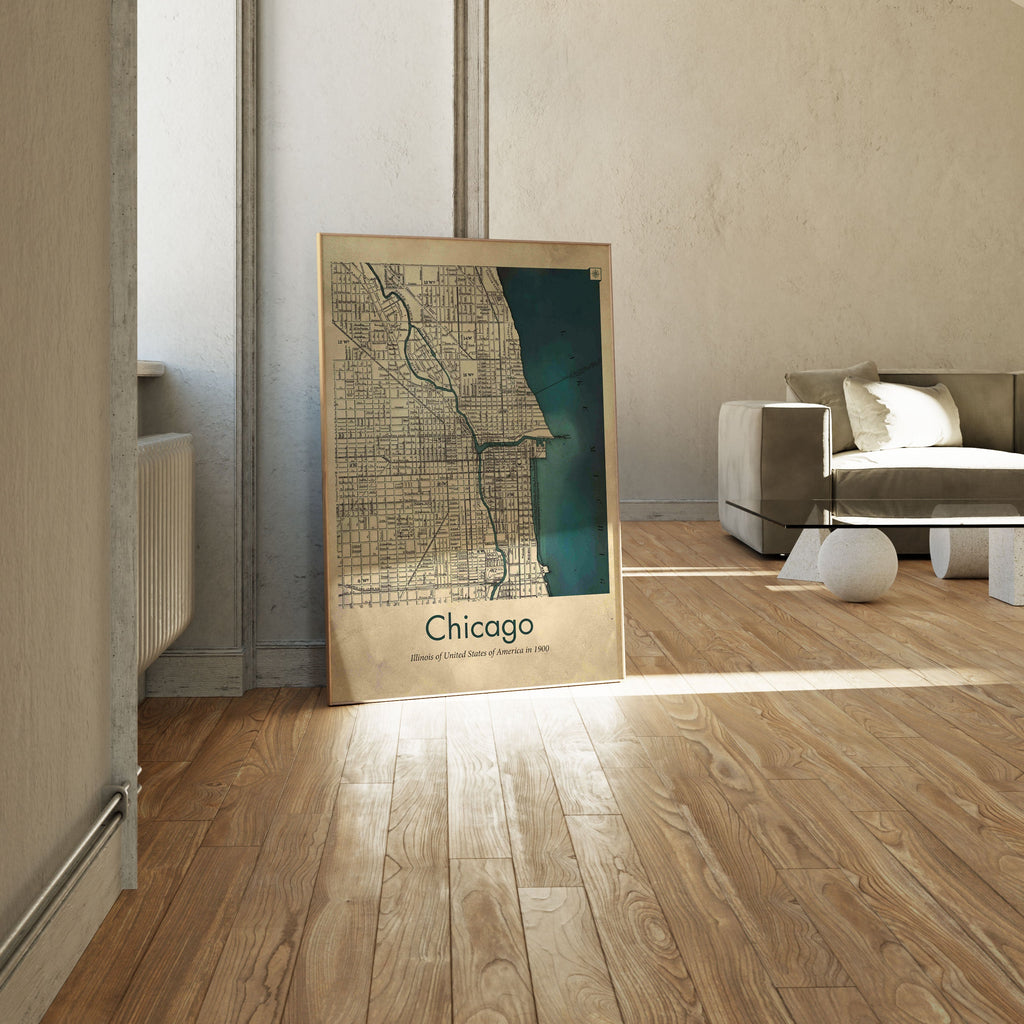 Buy Chicago map Wall Art Online at Best Price – Dessine Art