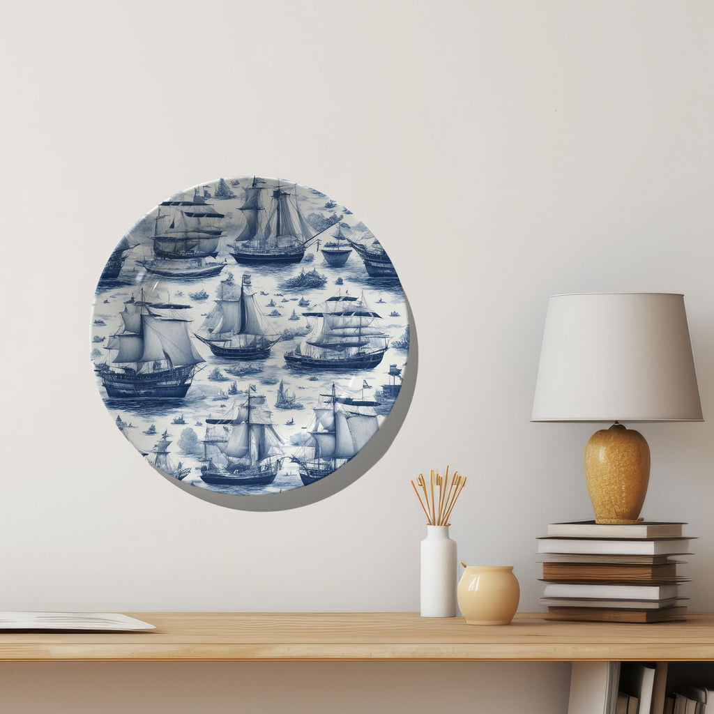 Nautical toile de jouy Decorative Wall Plate