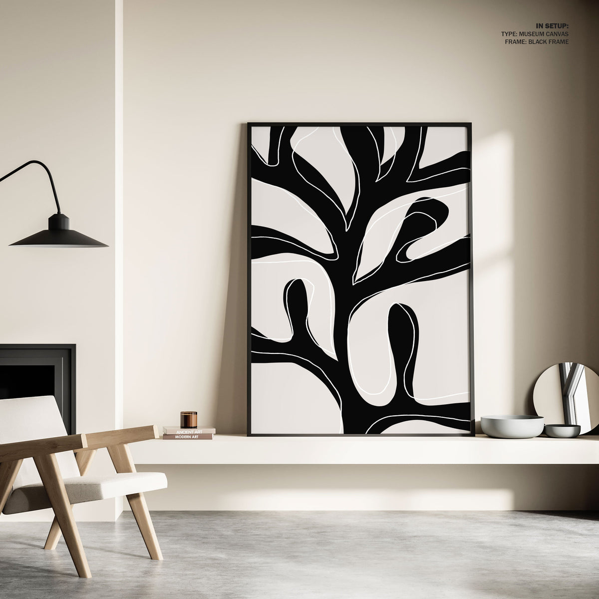 Abstract Twig Black and White, Minimal Art, Minimalist Painting