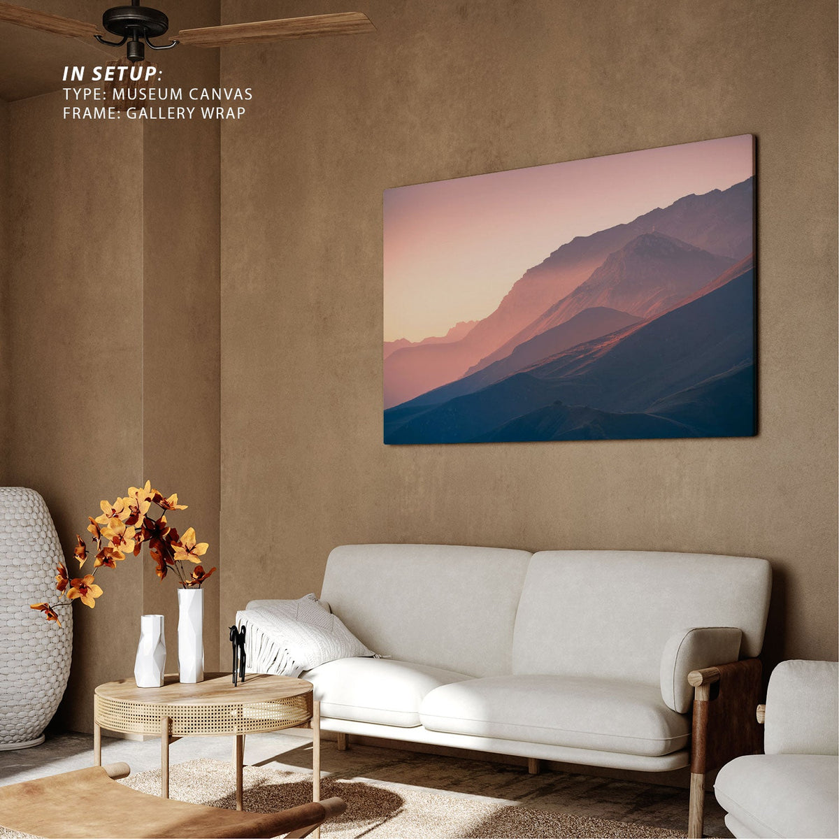 Beautiful mountains at sunset, Canvas Painting