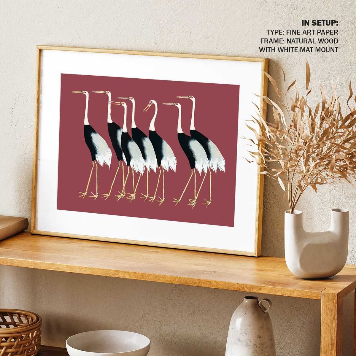 A Flock of beautiful Japanese red crown crane II, Japanese Art Painting