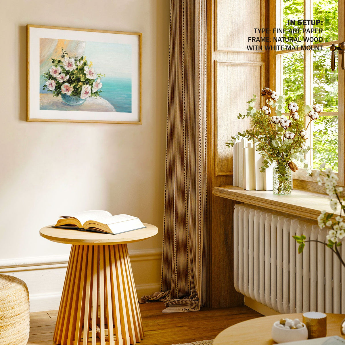A Flower Pot on the Shelf, Botanical Flower Paintings