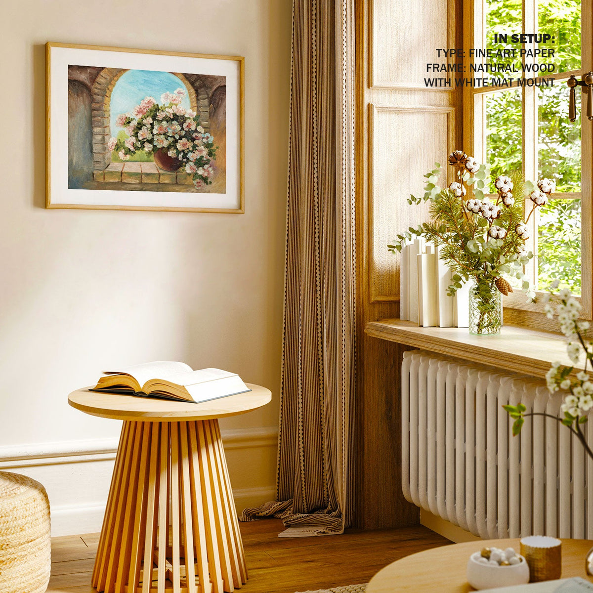 A Flower pot near the window, Botanical Flower Paintings
