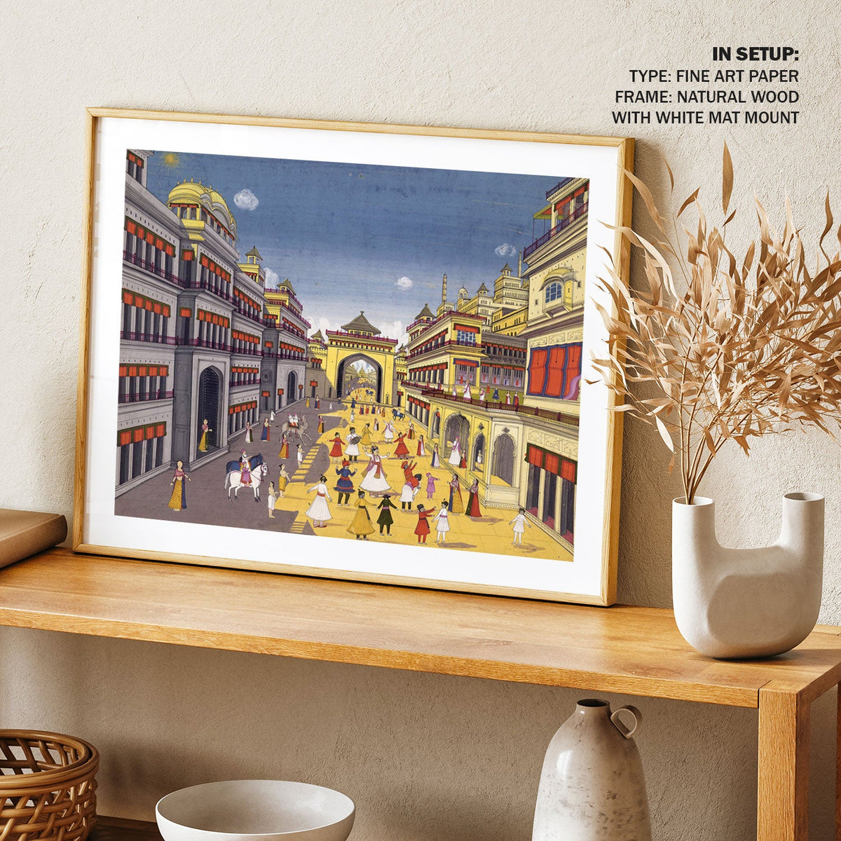 A street scene in European perspective, Indian Miniature Paintings