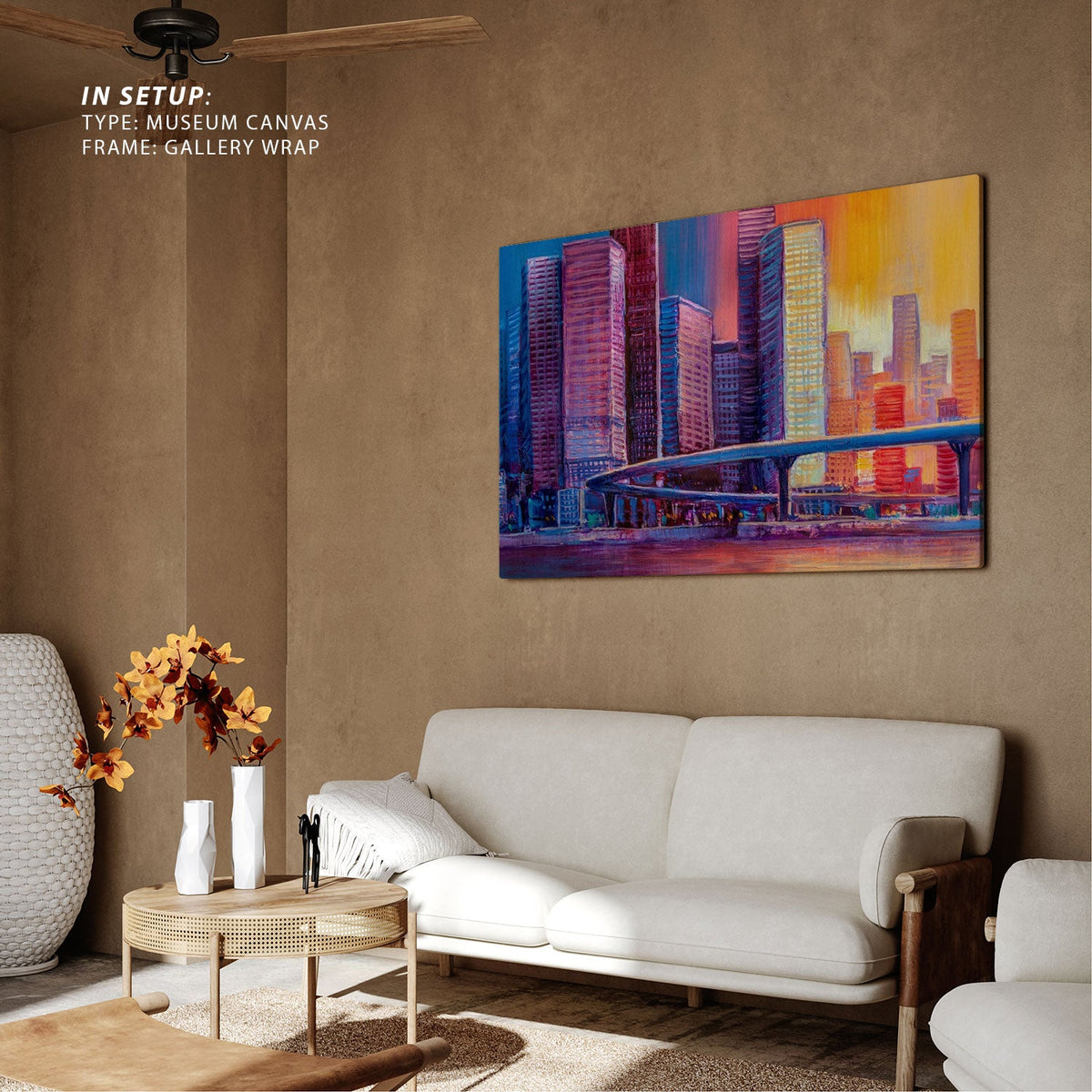 Abstract  panorama of the city with a bridge, Big Canvas Paintings