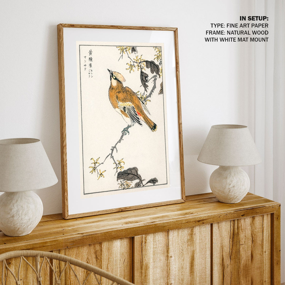 Eastern Waxwing, Japanese Art Painting