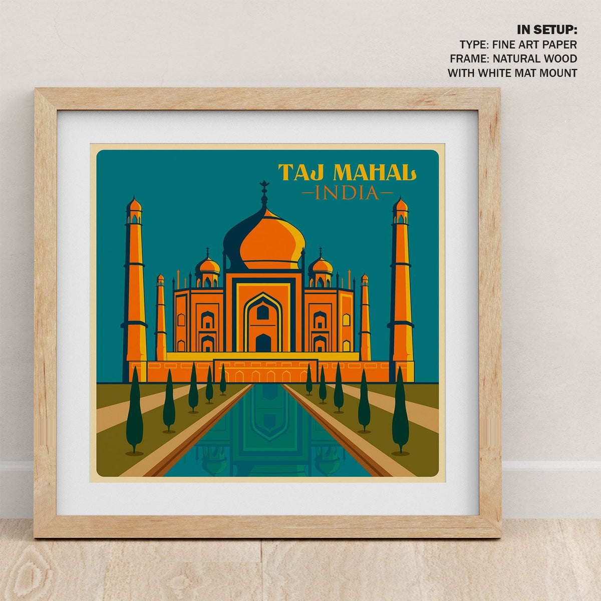 India Taj Mahal in Uttar Pradesh Travel Poster