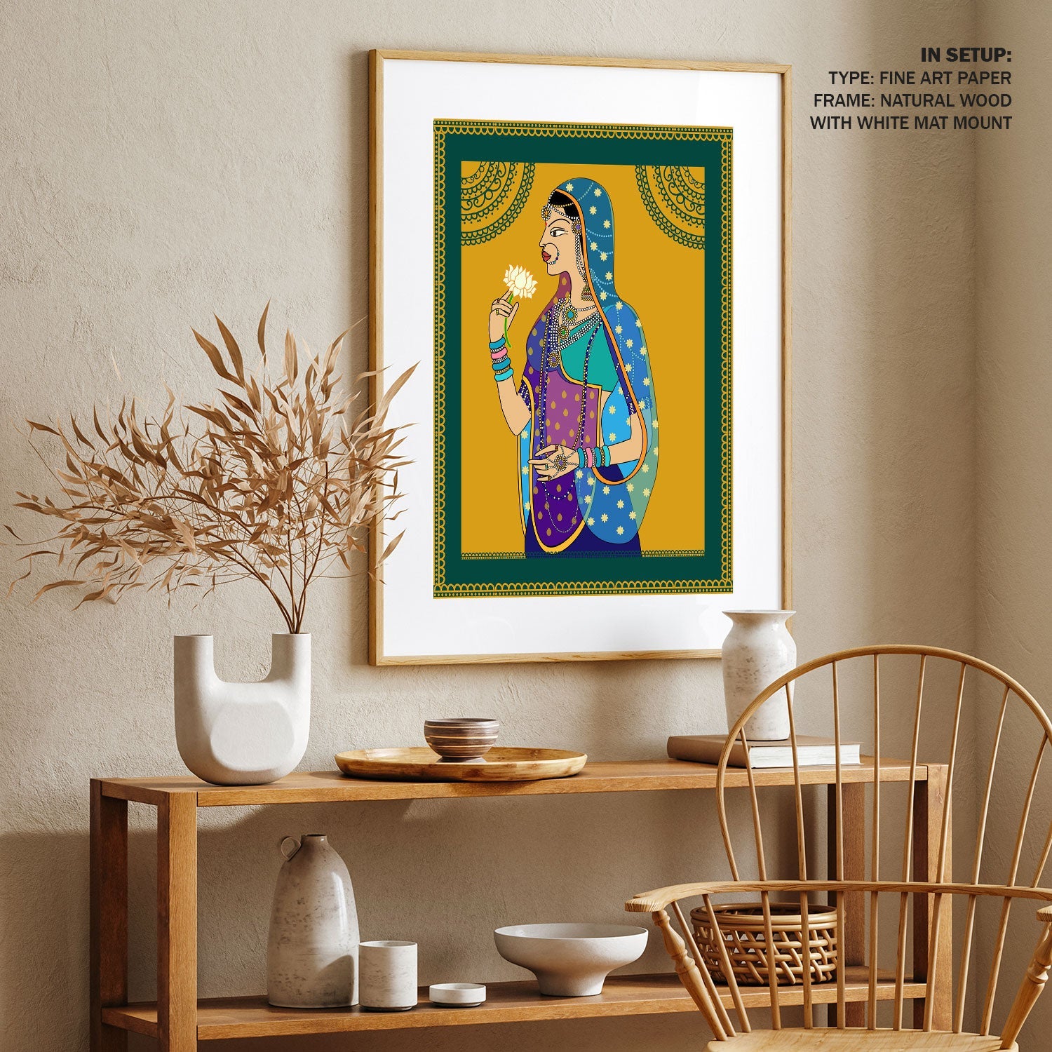 Indian Princess Rajput Indian Queen India Rajput and Mughal style: Buy Rajasthani Miniature ...