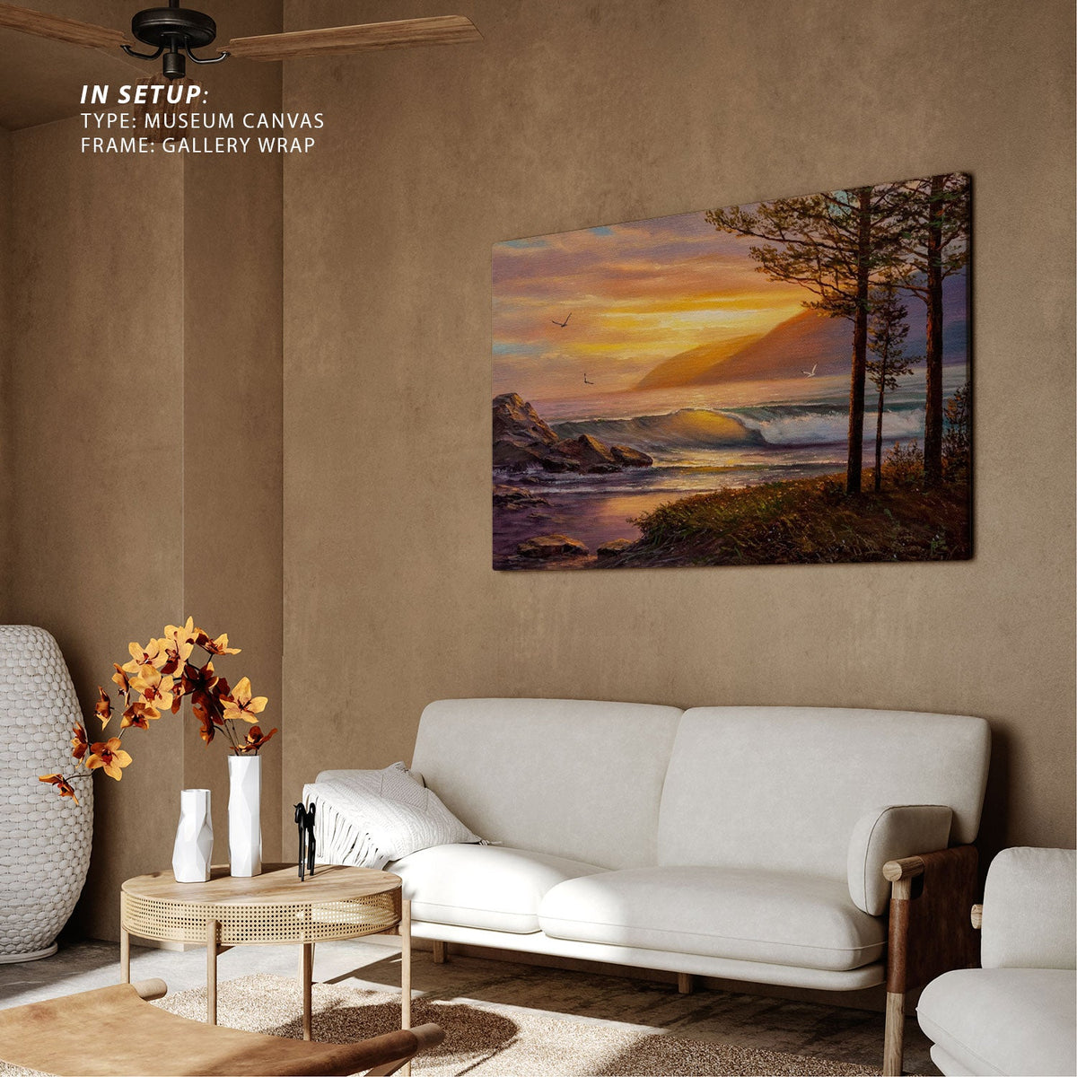 Pines on the coast of the Pacific Ocean , Big Canvas Paintings