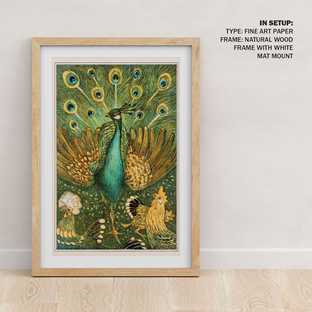 Pauw met kippen Art Nouveau