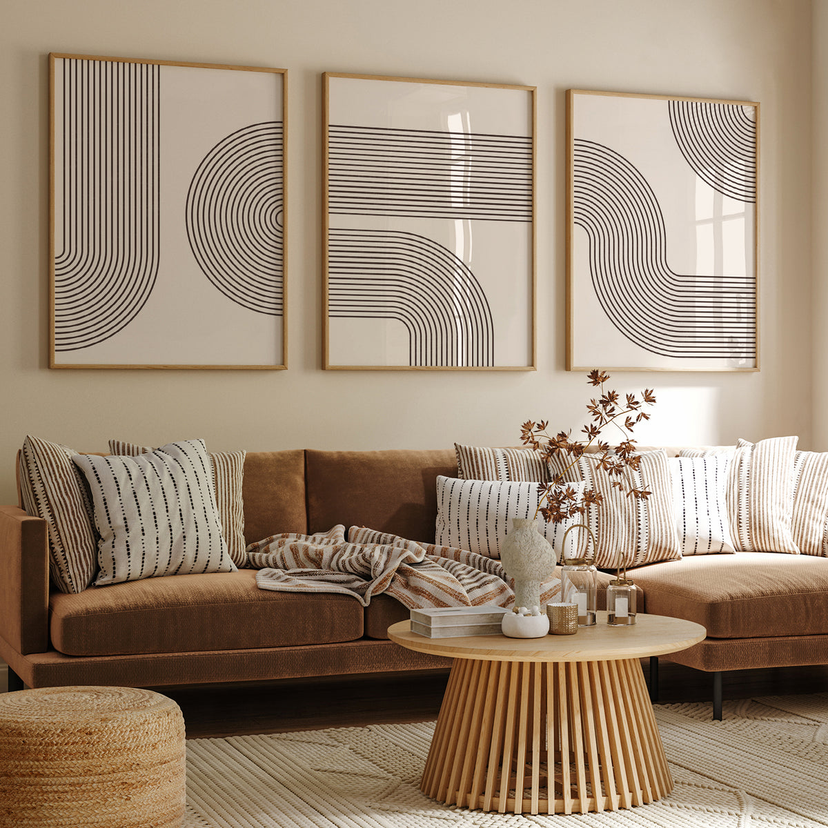 Abstract Lines Geometry Art Set of 3, Modern Wall Art, Boho Art, Minimalist Art