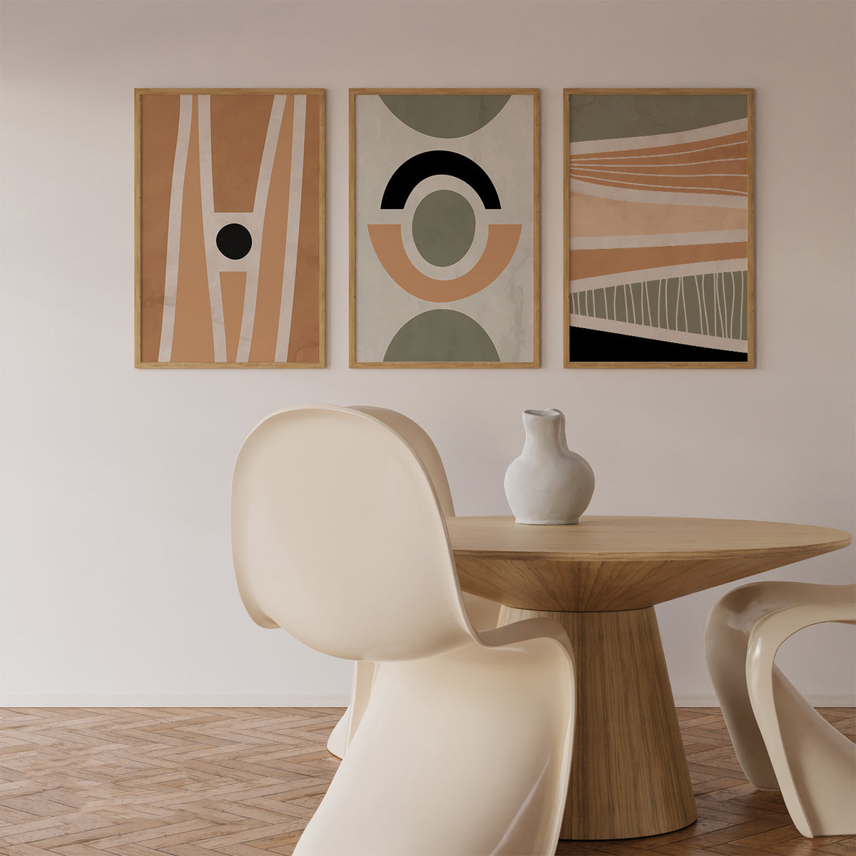 Abstract Geometric Art Set of 3, Modern Wall Art, Boho Art