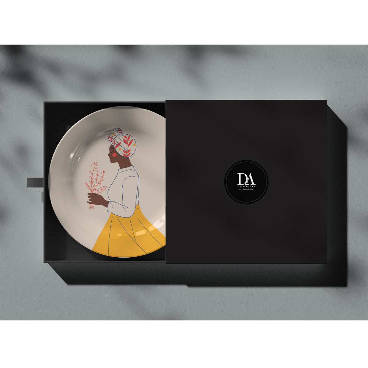 Woman carrying flowers, Decor Art Plates