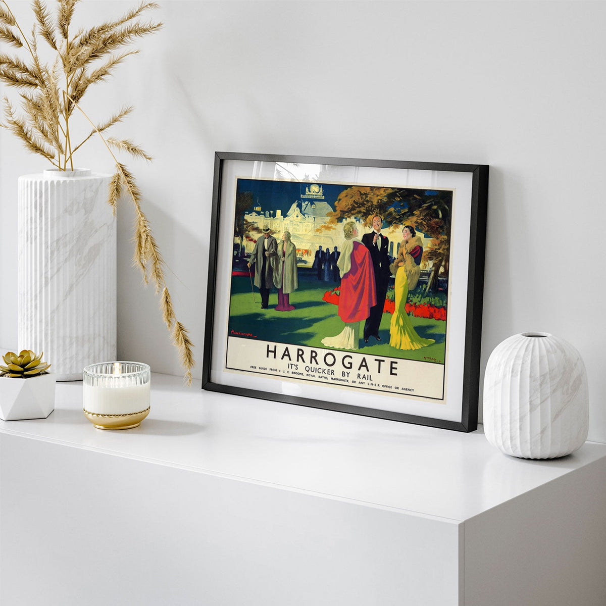 Harrogate Its Quicker by Rail Travel Poster