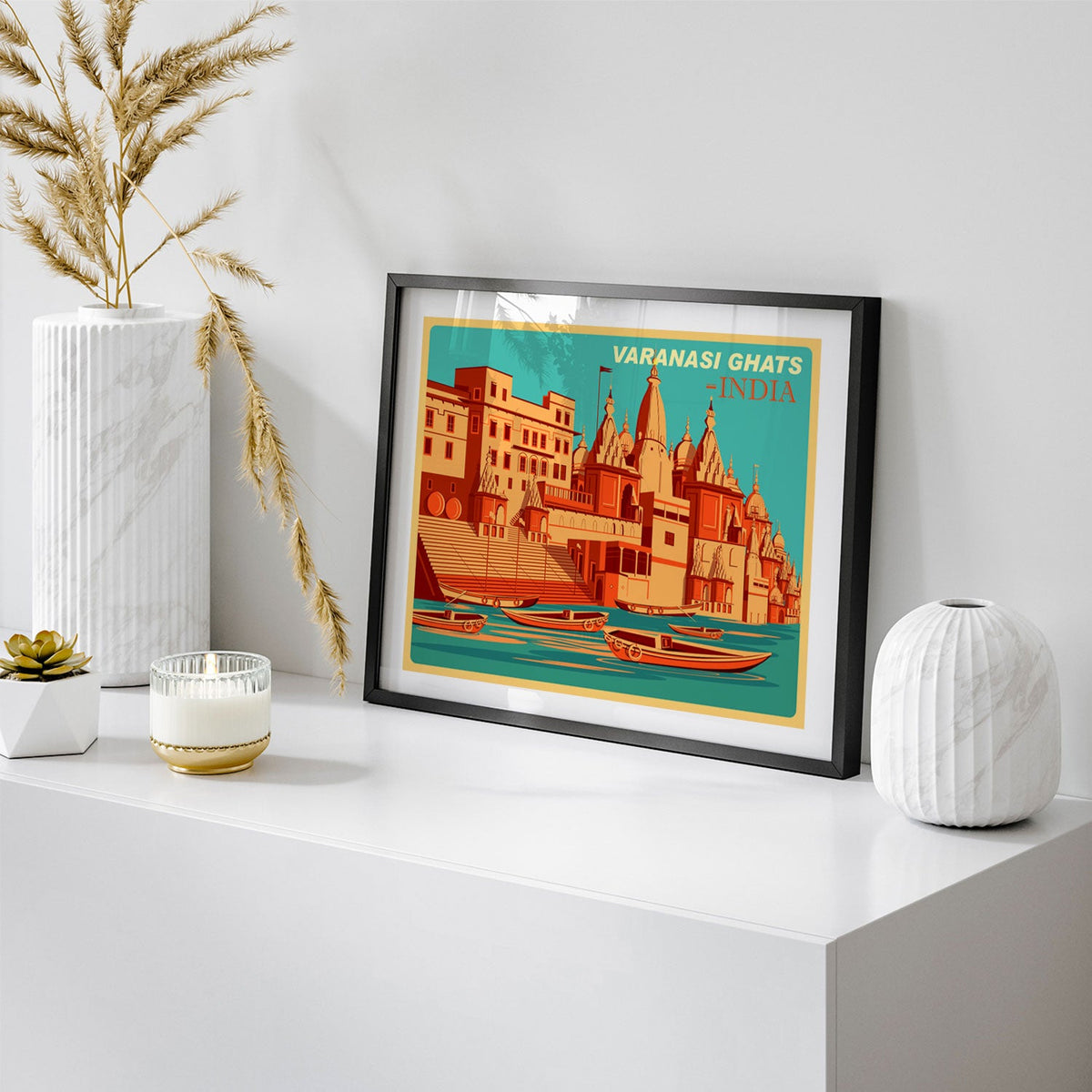 India Varanasi Ghats of Uttar Pradesh Travel Poster