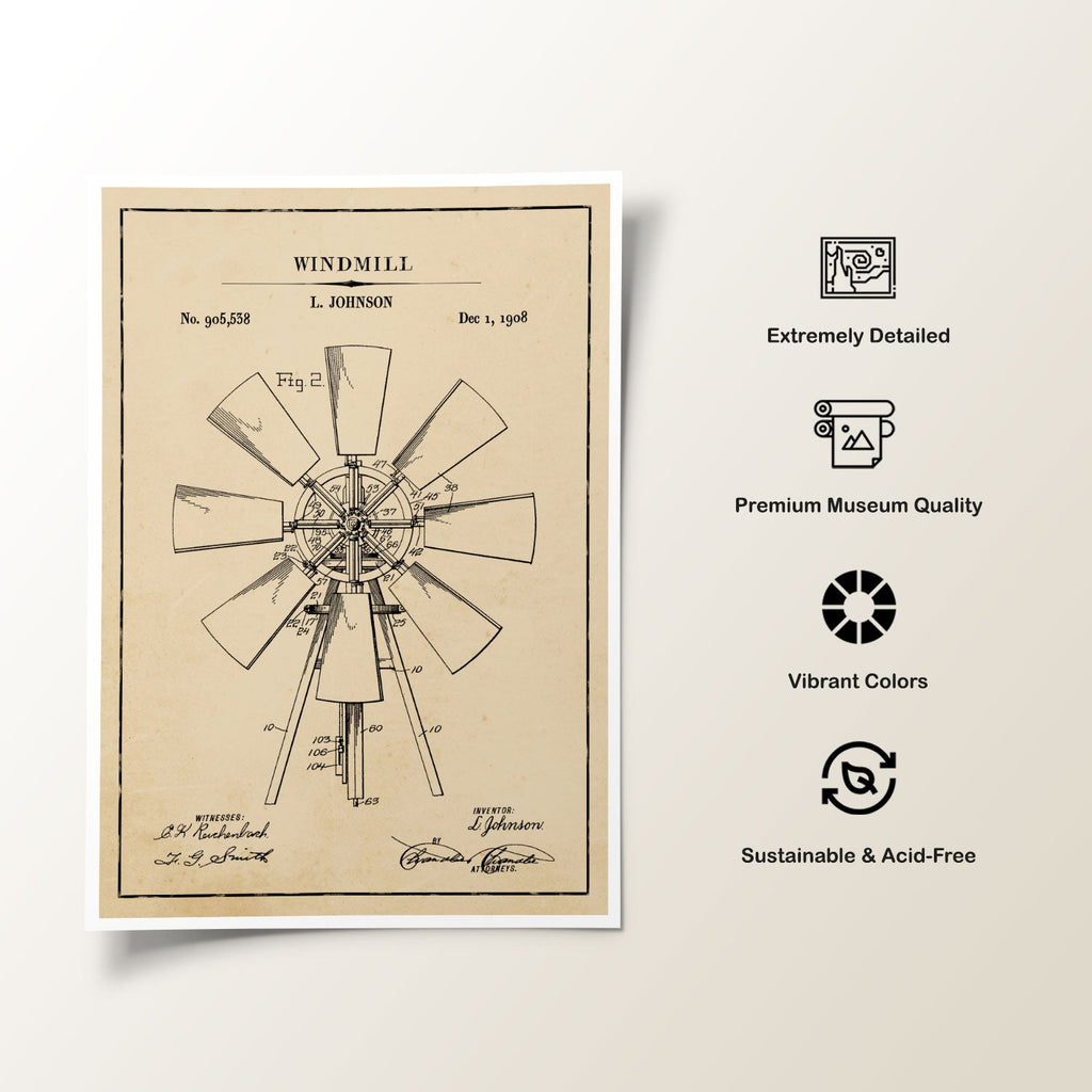 Windmill Blueprint Exploded View Windmill: Buy Premium Framed Blueprints & Patent Art Online – Dessine Art
