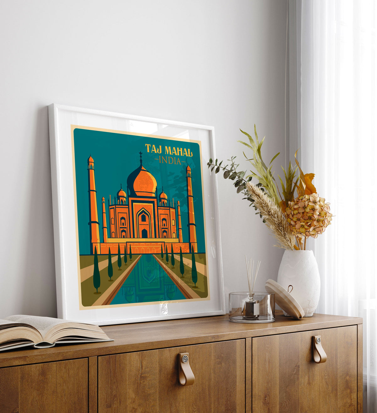 India Taj Mahal in Uttar Pradesh Travel Poster