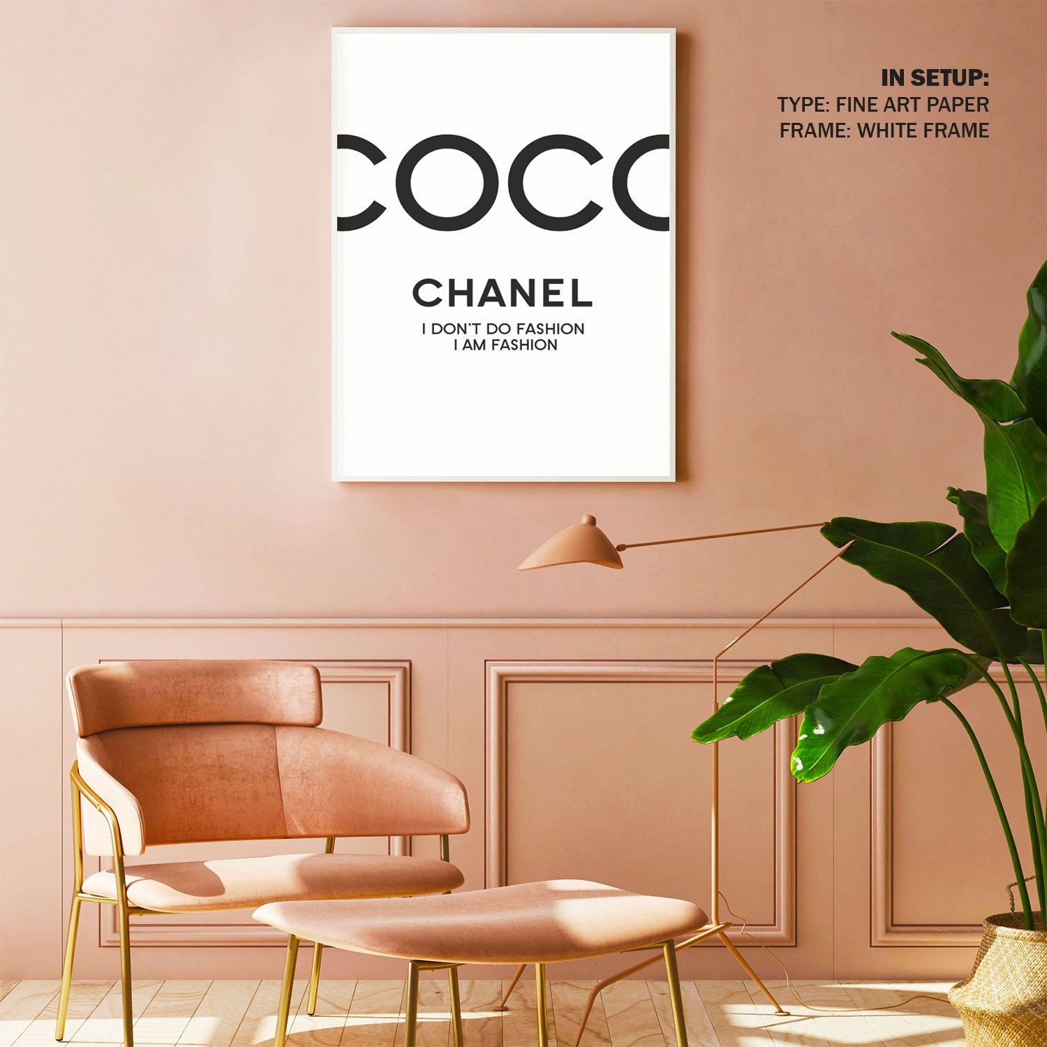 Classical gallery wall vintage posters Coco Chanel poster golden frames