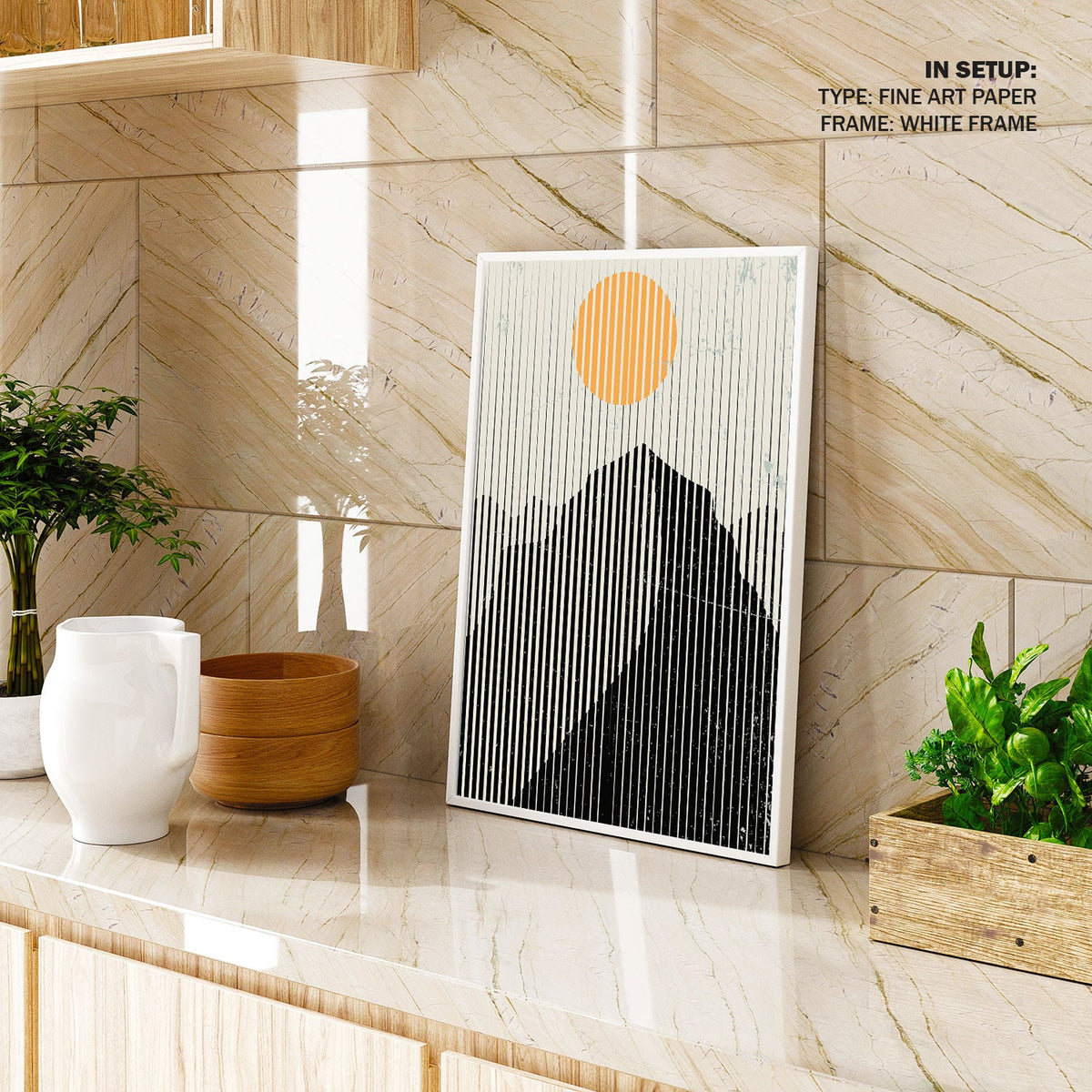 Mountains and Sun 02, Minimalist Art Painting